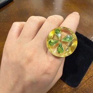 CHANEL Clover Clear Resin Ring